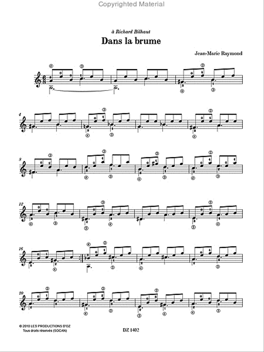 Dans la brume Classical Guitar scores gallery preview page 2