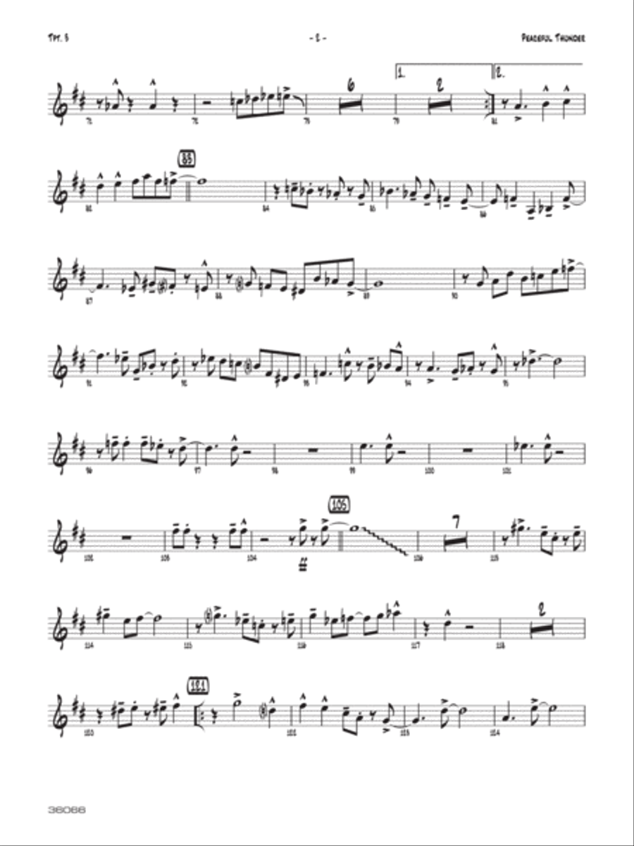 Peaceful Thunder: 3rd B-flat Trumpet Jazz Ensemble scores gallery preview page 2