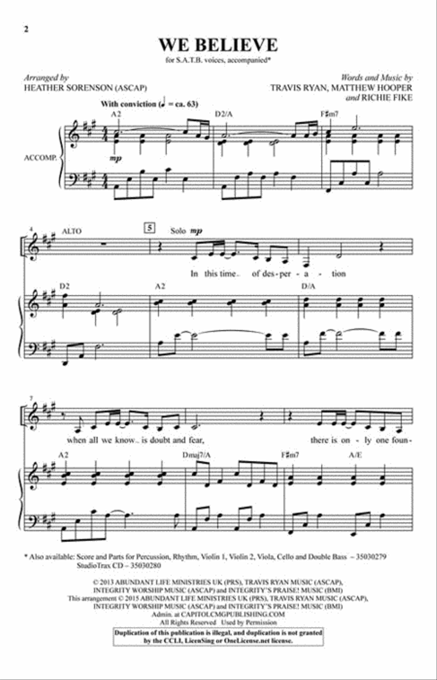 We Believe We Believe Choir scores gallery preview page 2