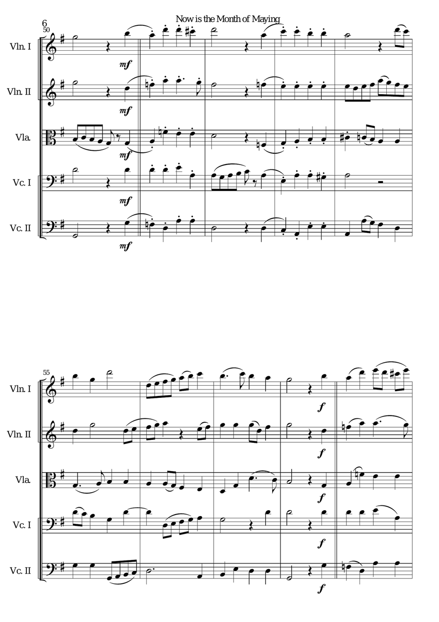 Now is the Month of Maying with variations for string quintet (2 violins, 1 viola, 2 cellos) String Trio scores gallery preview page 6