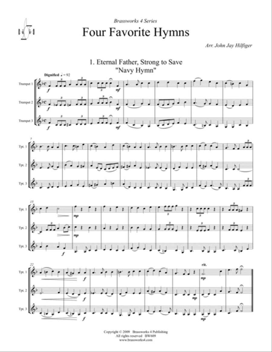 4 Favorite Hymns Trumpet Trio scores gallery preview page 2