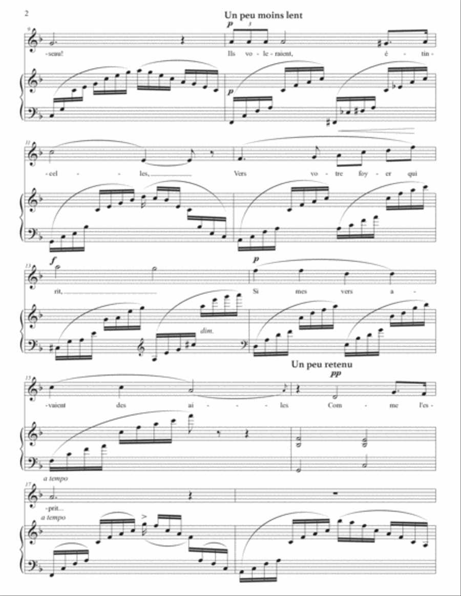 HAHN: Si mes vers avaient des ailes (transposed to F major and E major) Voice scores gallery preview page 3