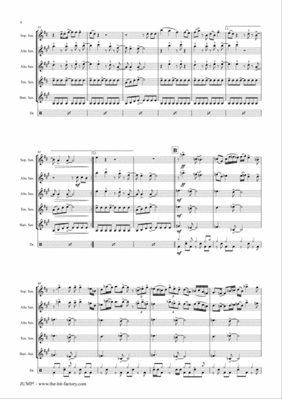 Jump Saxophone Quintet scores gallery preview page 4