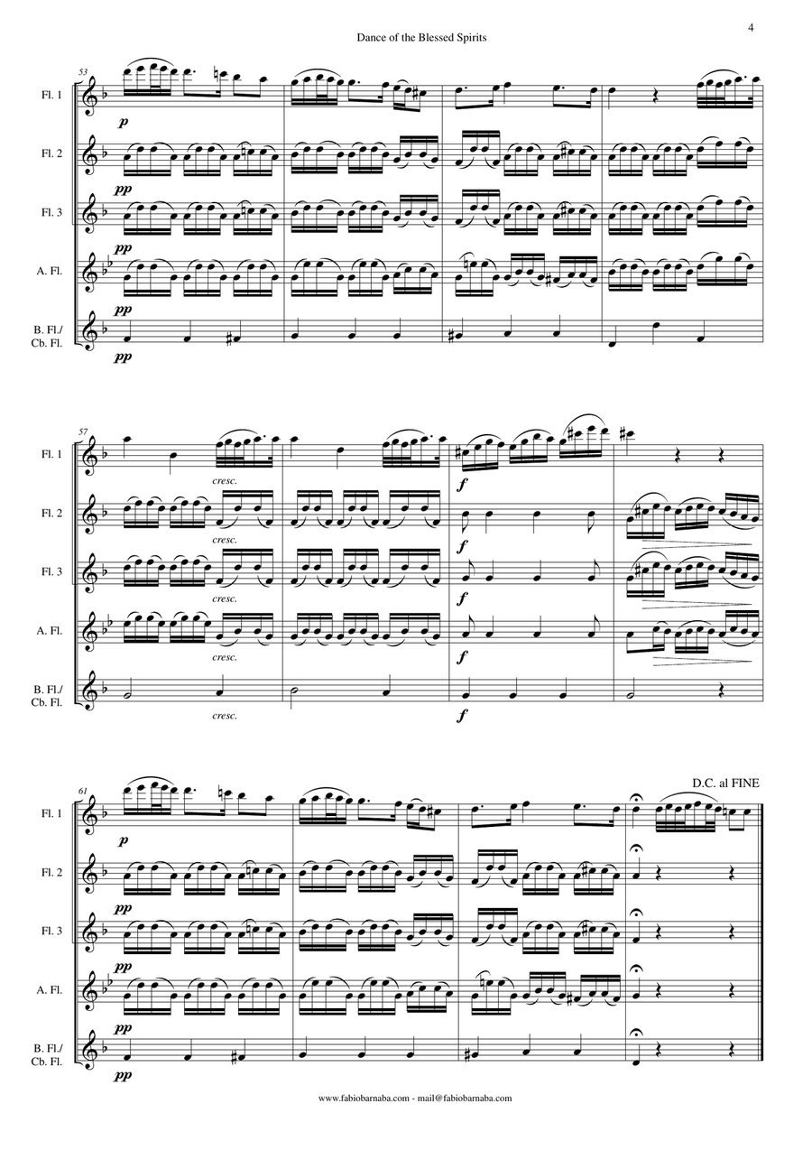 Dance of the Blessed Spirits (from Orfeo ed Euridice) - for Flute Choir Flute Choir scores gallery preview page 5