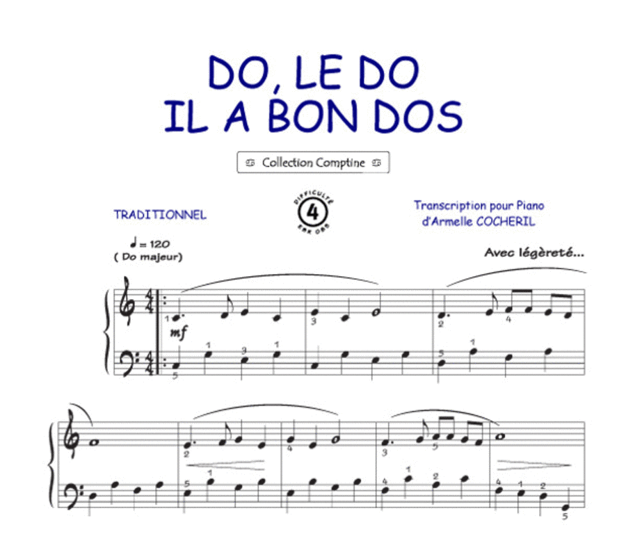 Do le do il a bon dos (Comptine) Guitar Tablature scores gallery preview page 1