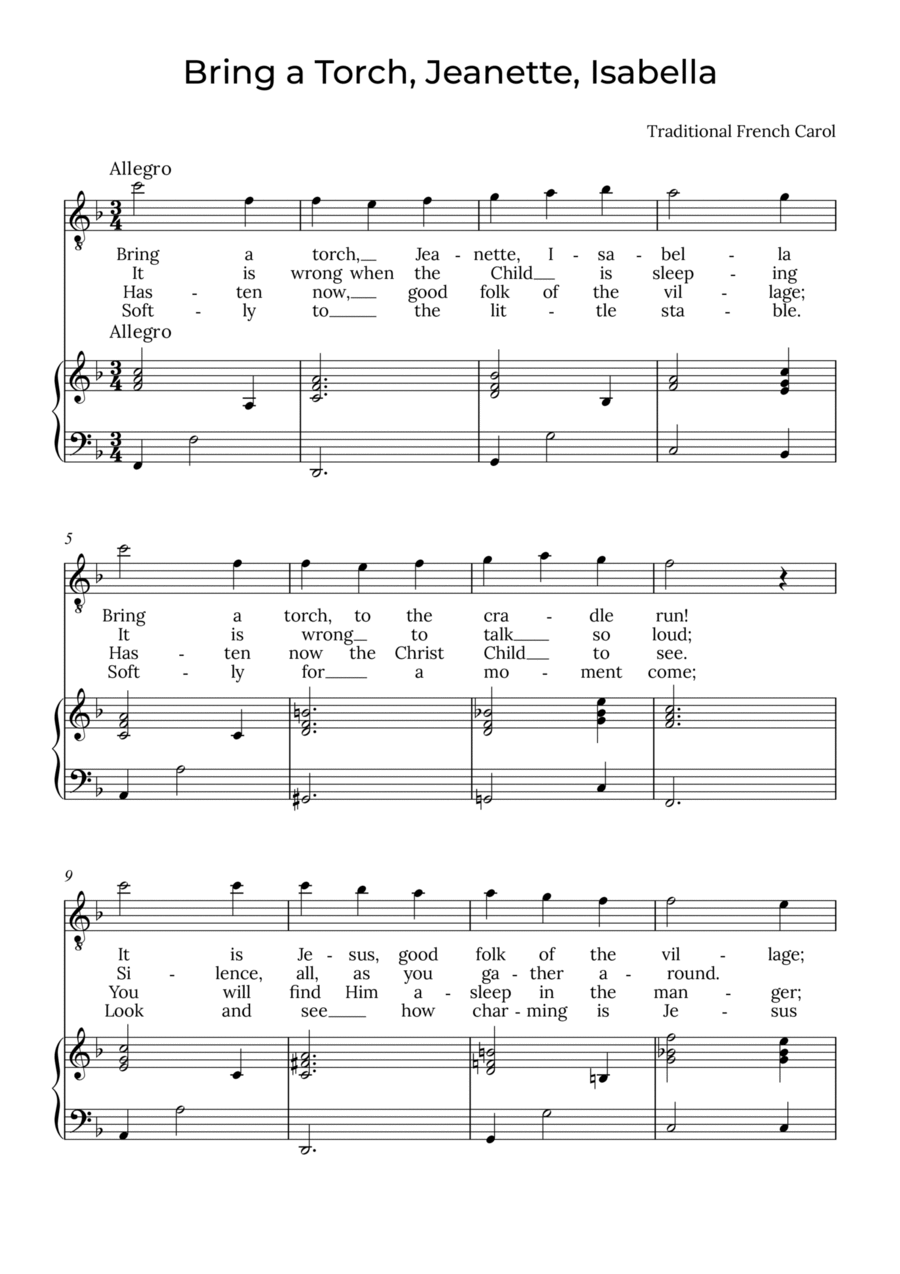 Bring a Torch, Isabella - Baritone in F, Jeanette Voice Solo scores gallery preview page 1