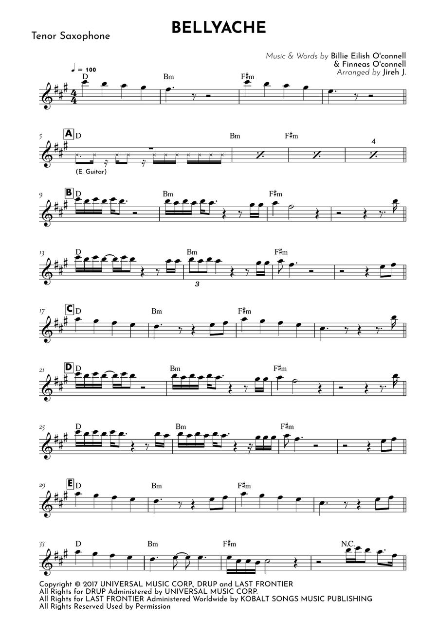 Bellyache Tenor Saxophone scores gallery preview page 2