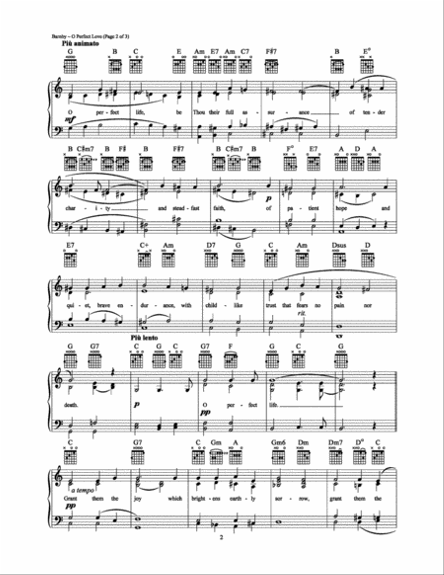 O Perfect Love Piano, Vocal, Guitar scores gallery preview page 2