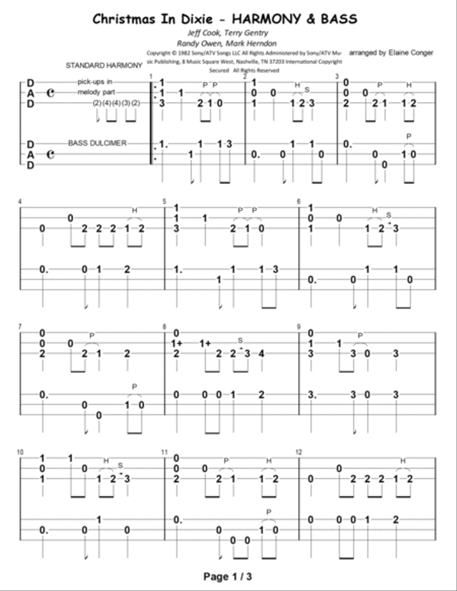 Christmas In Dixie Dulcimer scores gallery preview page 2