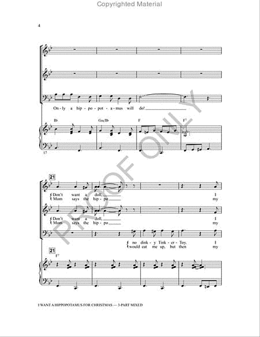 I Want a Hippopotamus for Christmas 3-Part scores gallery preview page 4