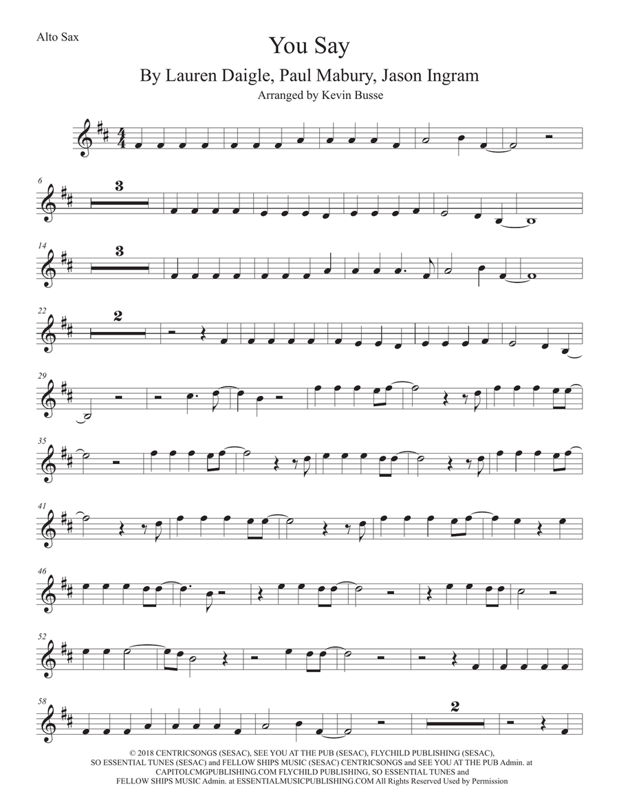 You Say Alto Saxophone scores gallery preview page 1