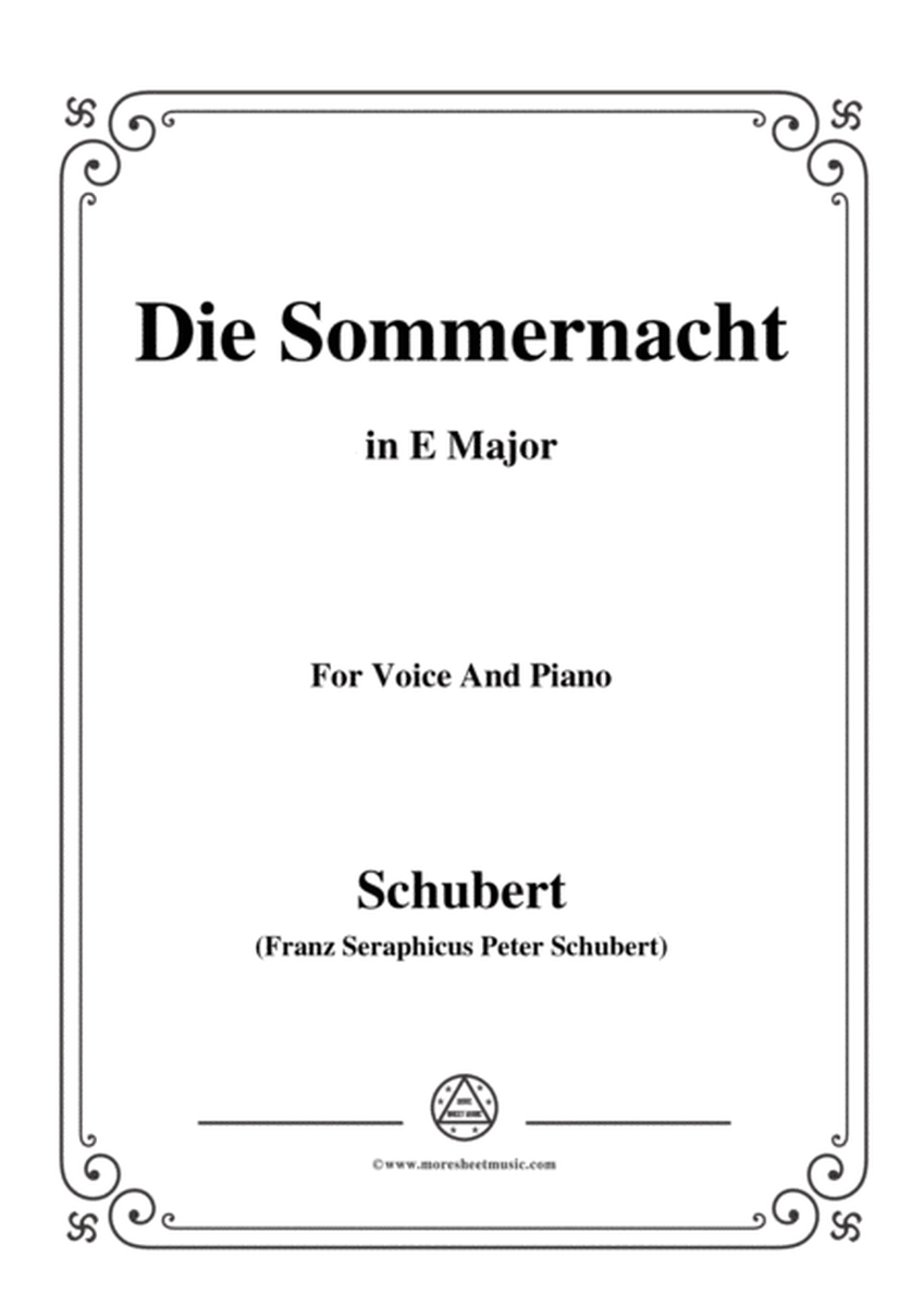 Schubert-Die Sommernacht,in E Major,for Voice&Piano image number null