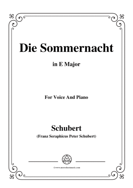 Schubert-Die Sommernacht,in E Major,for Voice&Piano image number null