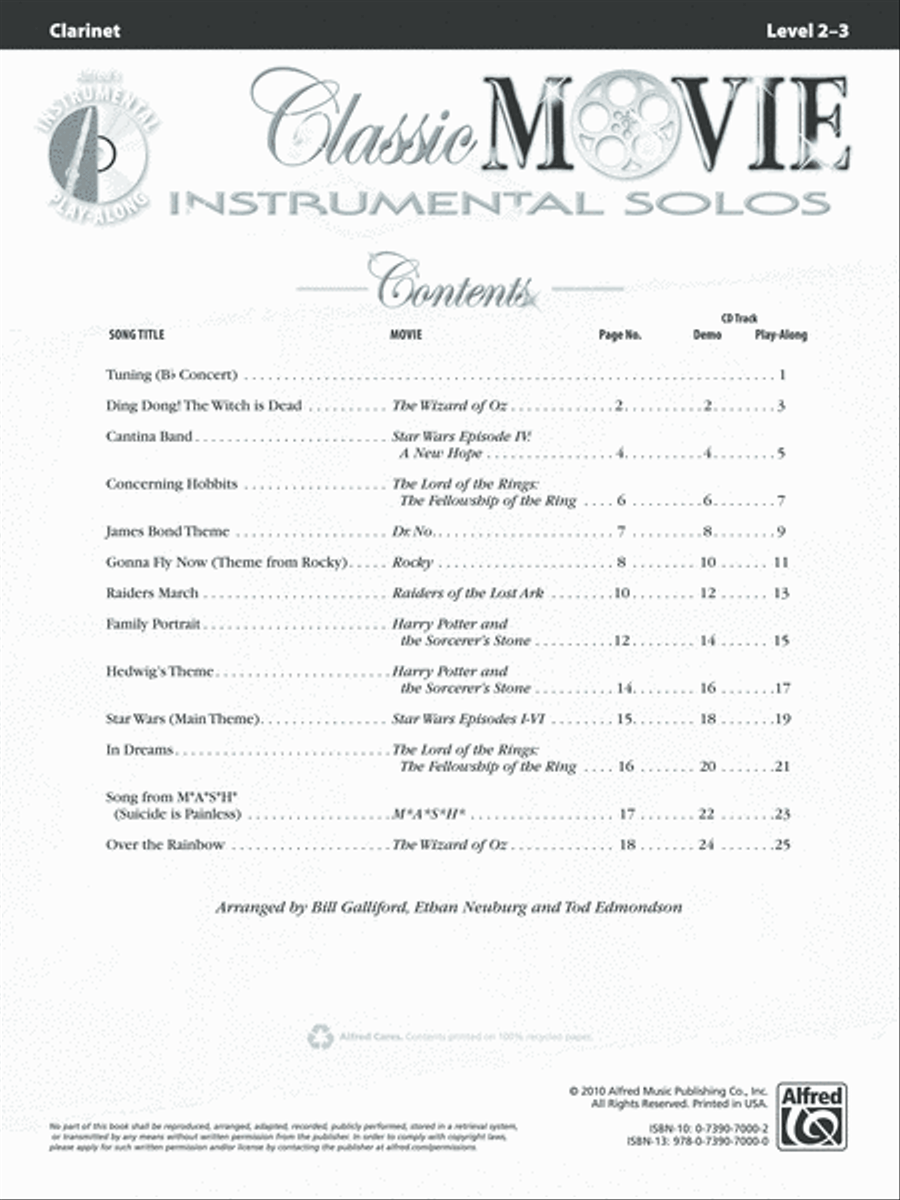 Classic Movie Instrumental Solos Clarinet Solo scores gallery preview page 2