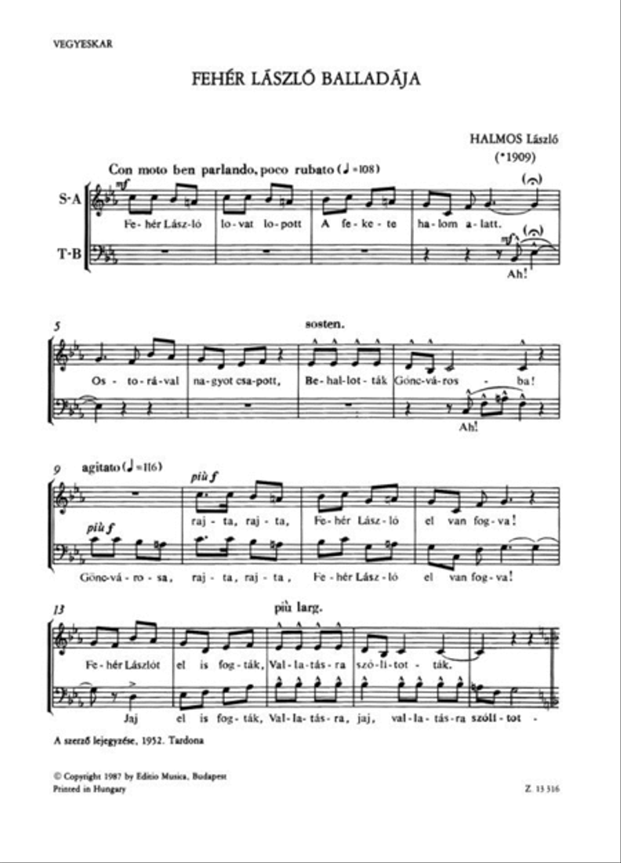 Fehér László balladája A Cappella scores gallery preview page 3