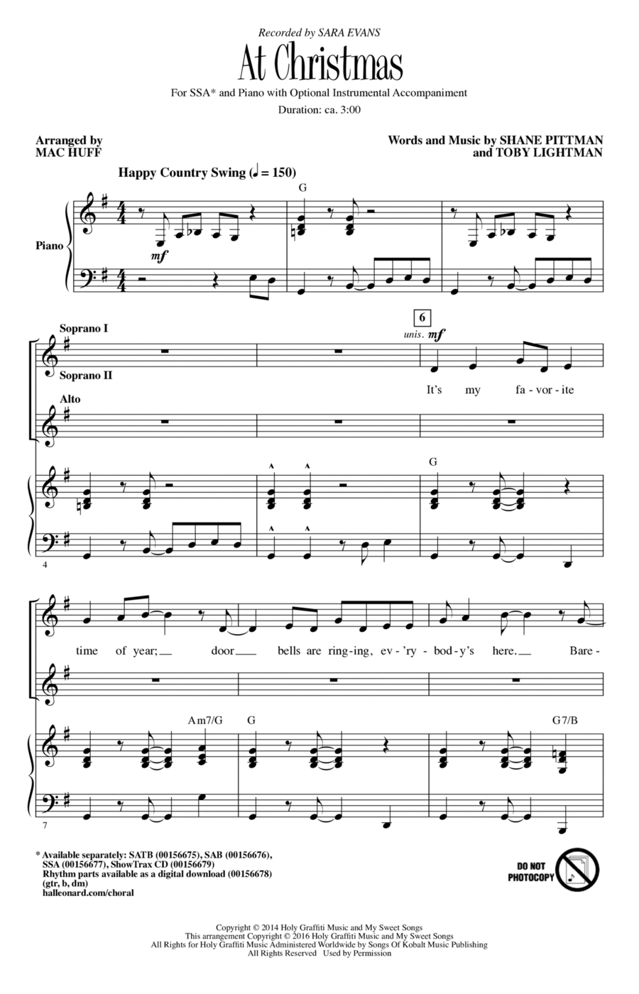At Christmas (arr. Mac Huff) SSA scores gallery preview page 1