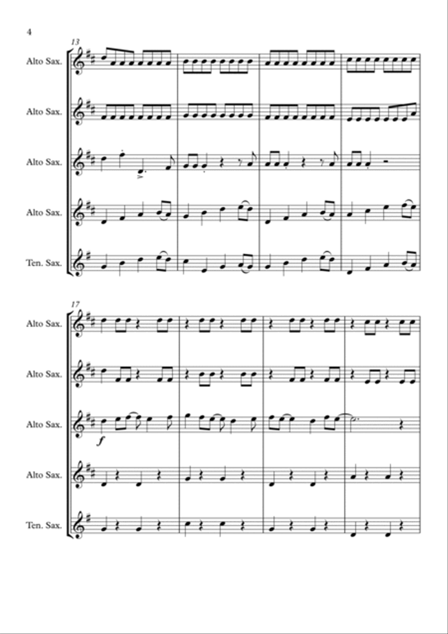 The Lion Sleeps Tonight Woodwind Quartet scores gallery preview page 4