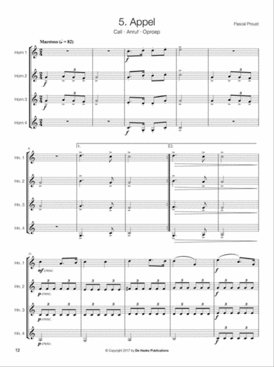 14 Intermediate Horn Quartets French Horn Quartet scores gallery preview page 4