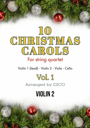 Book cover for 10 Christmas Carols for String Quartet, Vol. 1 - Violin 2