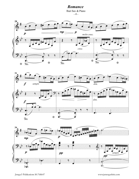 Fauré: Romance Op. 28 for Baritone Sax & Piano image number null