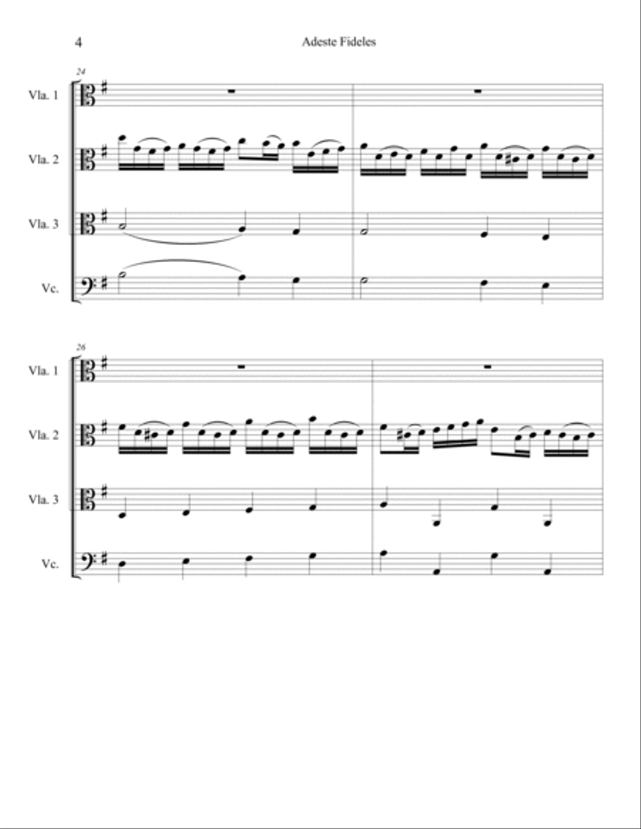 Adeste Fideles for Viola and Cello Cello scores gallery preview page 5