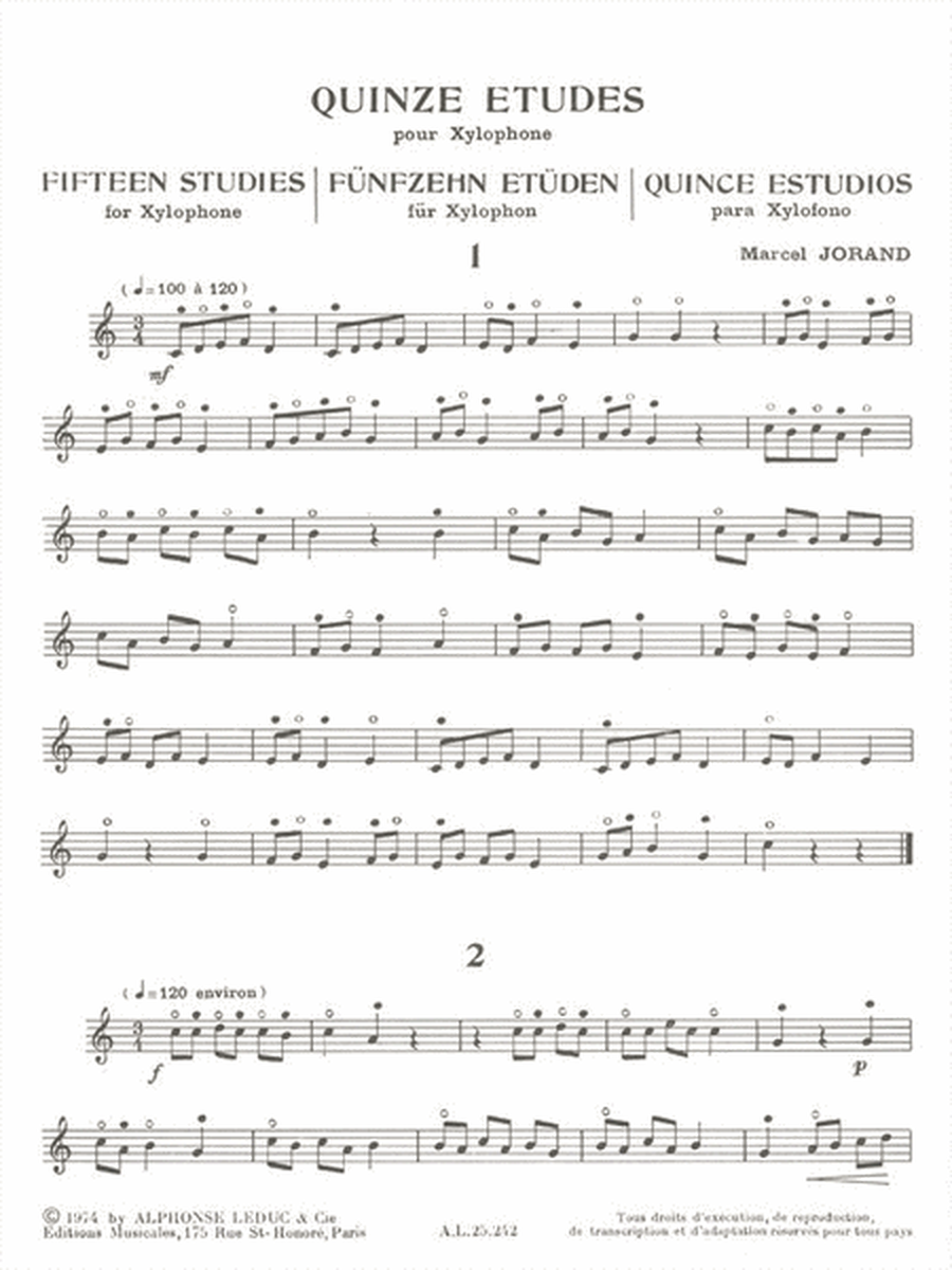Fifteen Studies For Xylophone