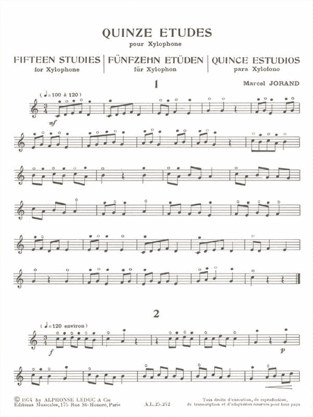 Fifteen Studies For Xylophone