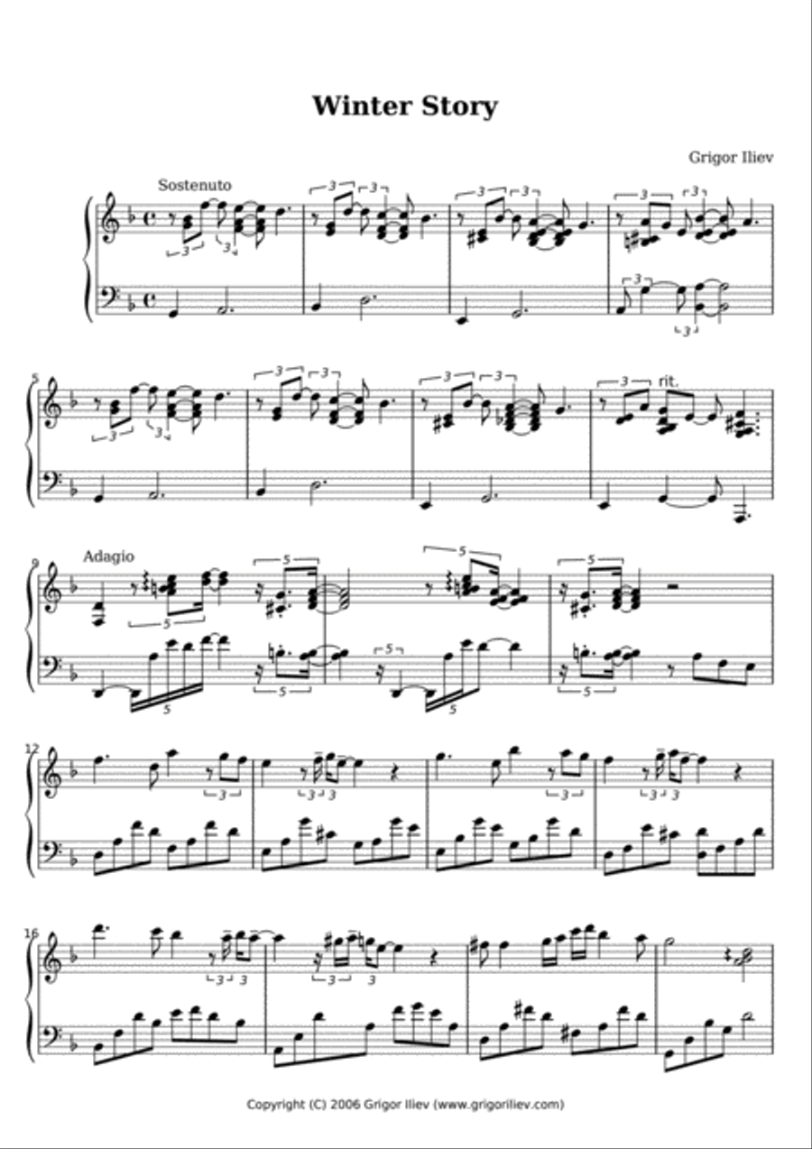 Winter Story Piano Solo scores gallery preview page 1