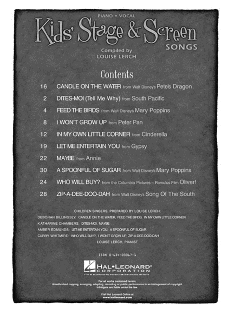 Kids' Stage & Screen Songs Voice scores gallery preview page 3