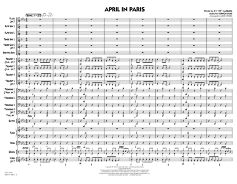 April in Paris - Full Score Jazz Ensemble scores gallery preview page 2