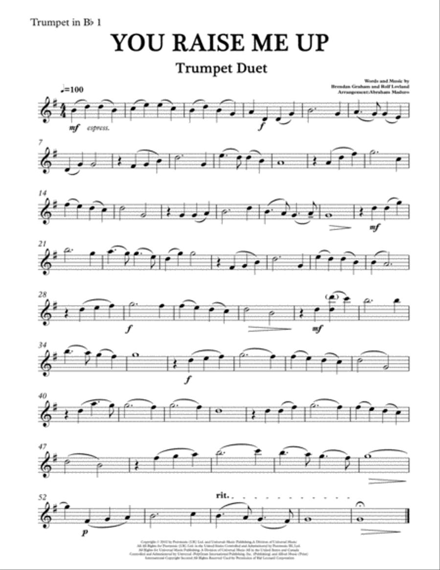 You Raise Me Up Trumpet Duet scores gallery preview page 5