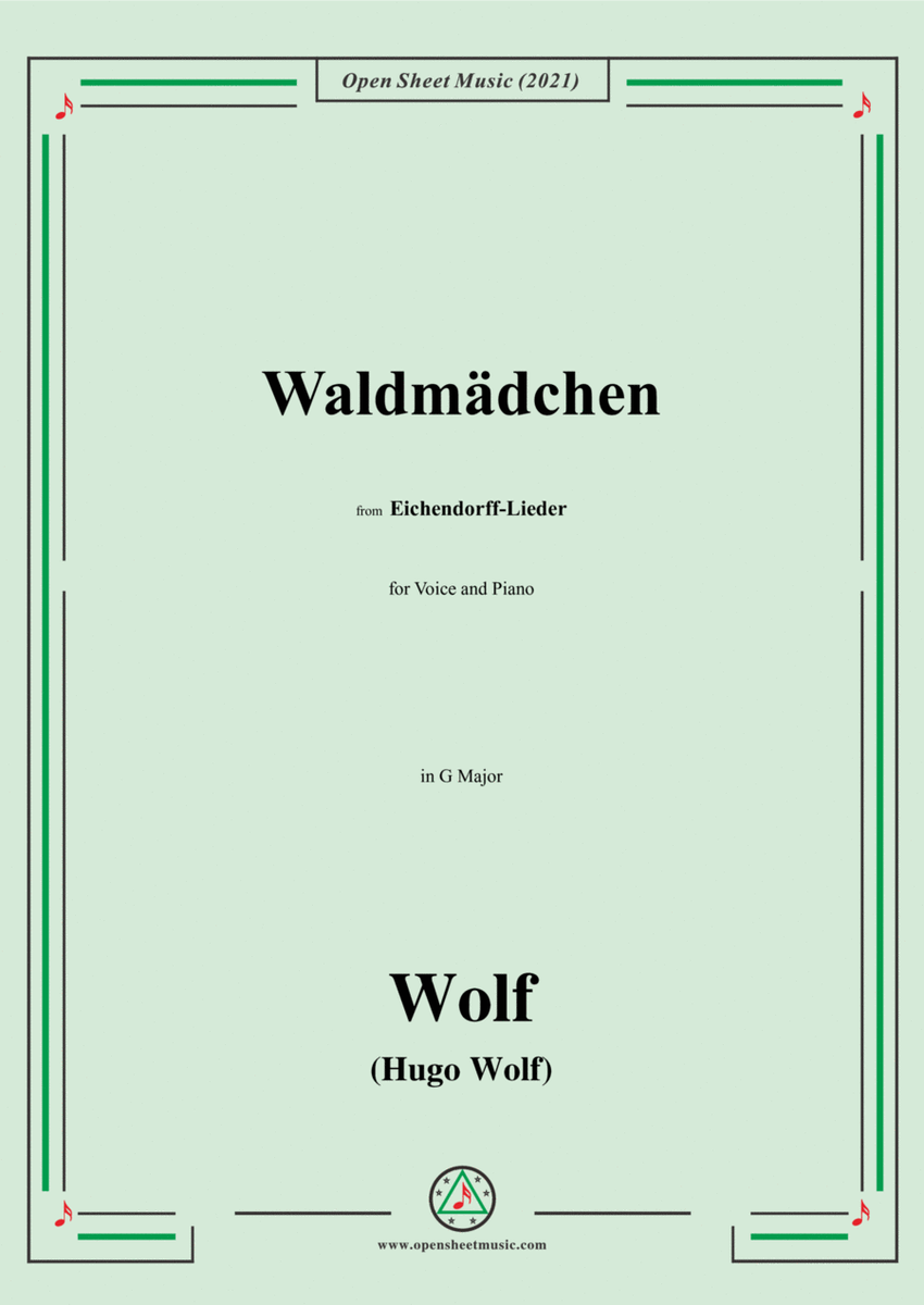 Wolf-Waldmadchen,in G Major,IHW 7 No.20,from Eichendorff-Lieder,for Voice and Piano image number null