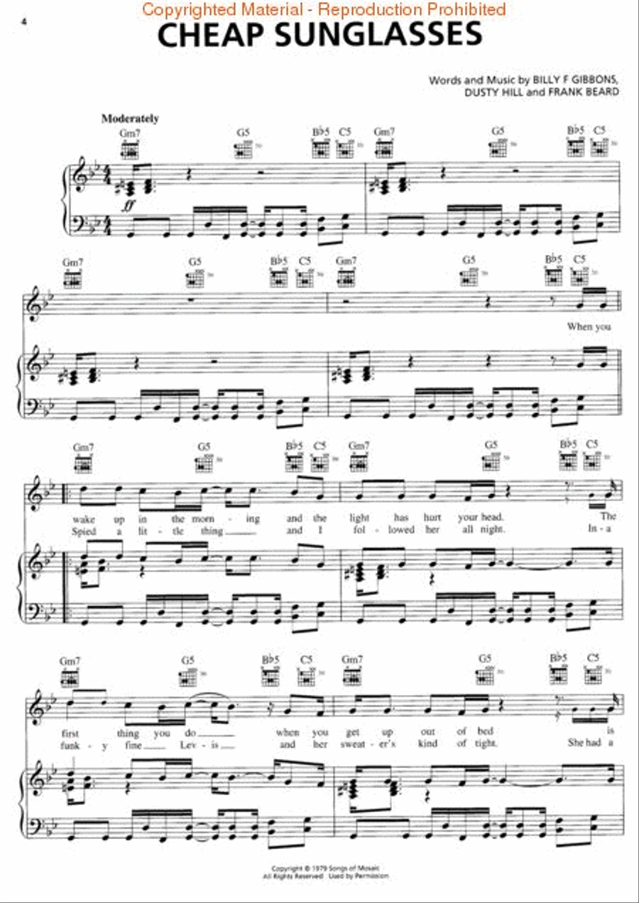 The Very Best of ZZ Top Piano, Vocal, Guitar scores gallery preview page 2