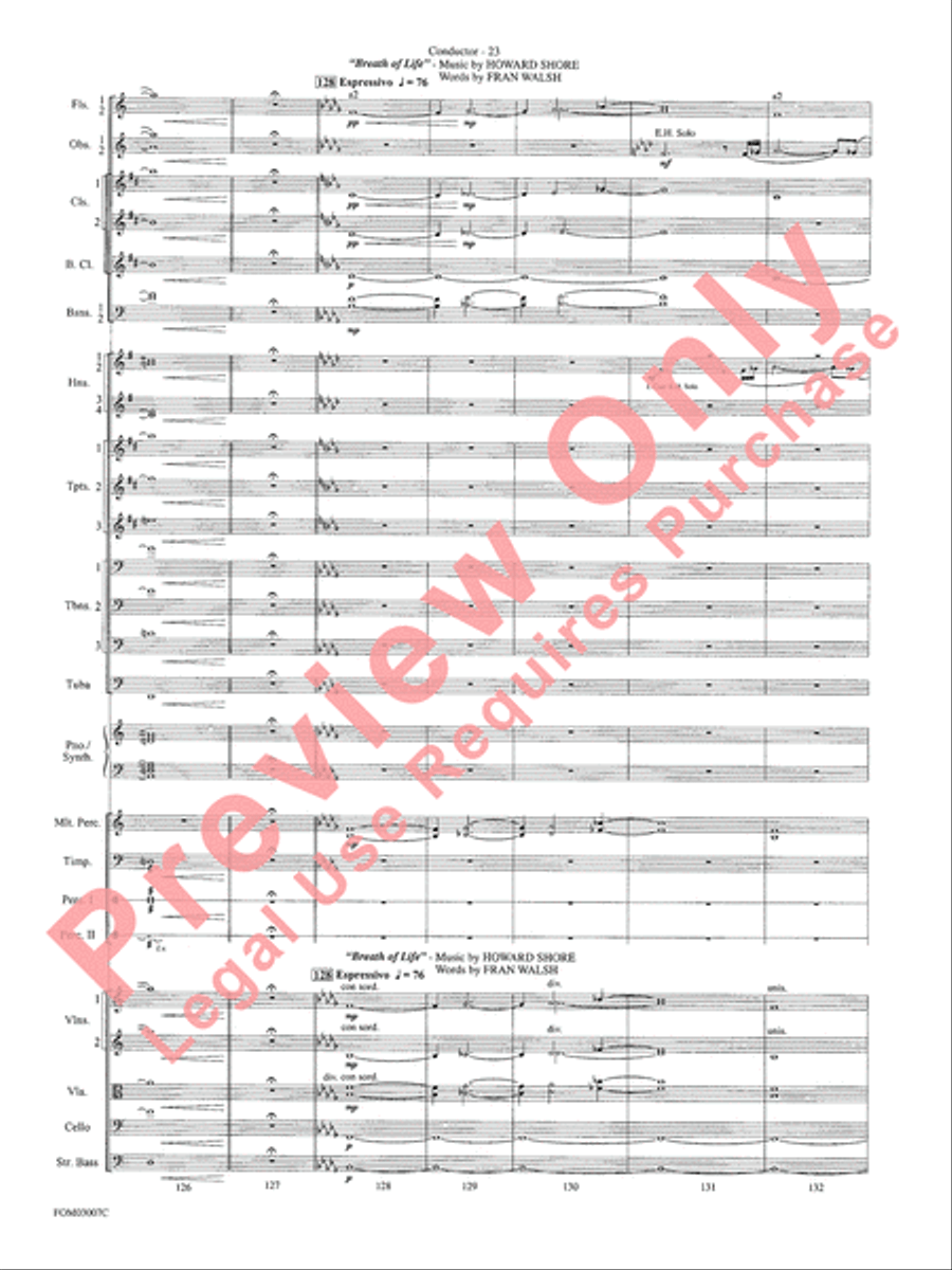 Symphonic Suite from Lord of the Rings: The Two Towers - Conductor Score