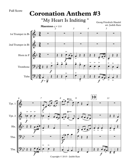 Coronation Anthem #3 - "My Heart Is Inditing" - for brass quintet image number null