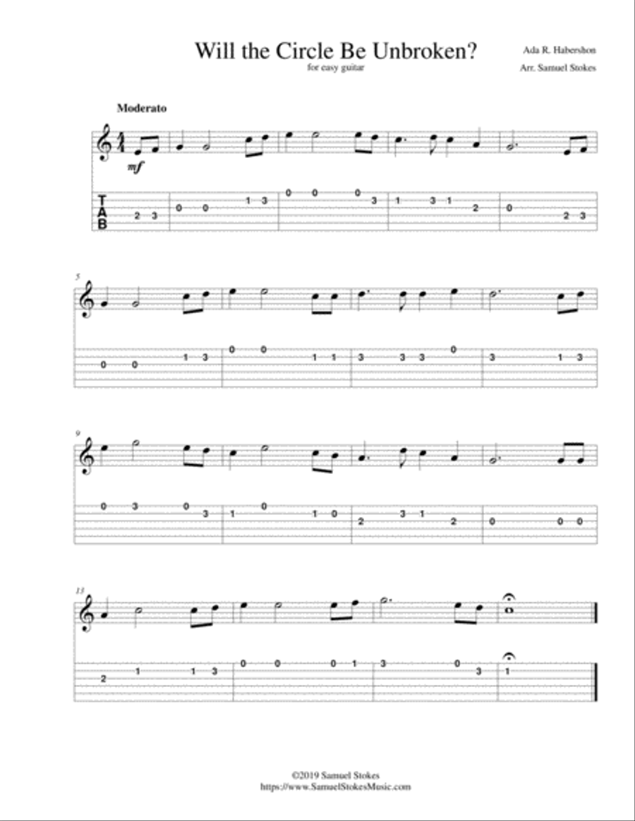 Will the Circle Be Unbroken? - for easy guitar with TAB Acoustic Guitar scores gallery preview page 1