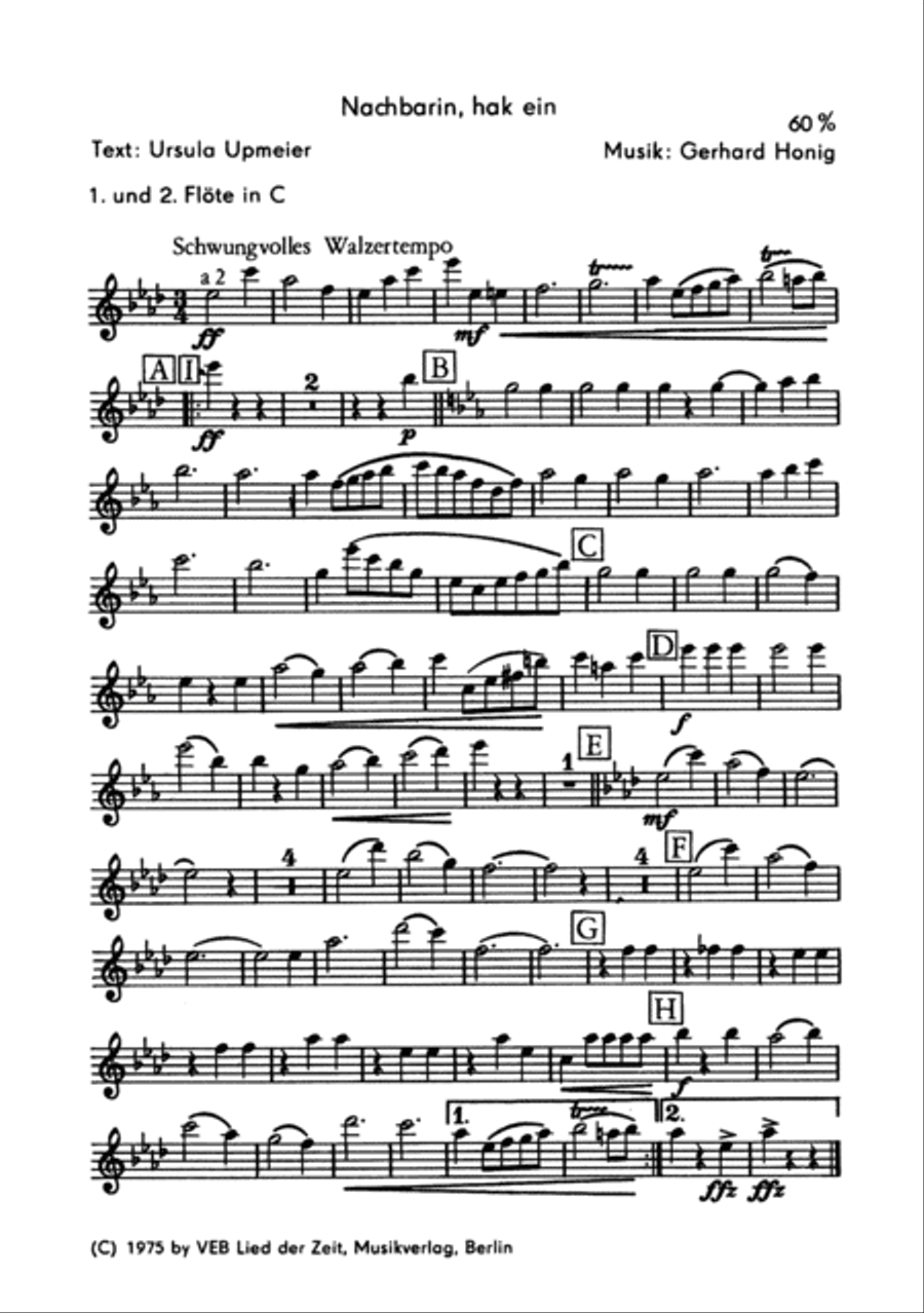 Nachbarin, hak ein Nachbarin, hak ein Clarinet scores gallery preview page 2
