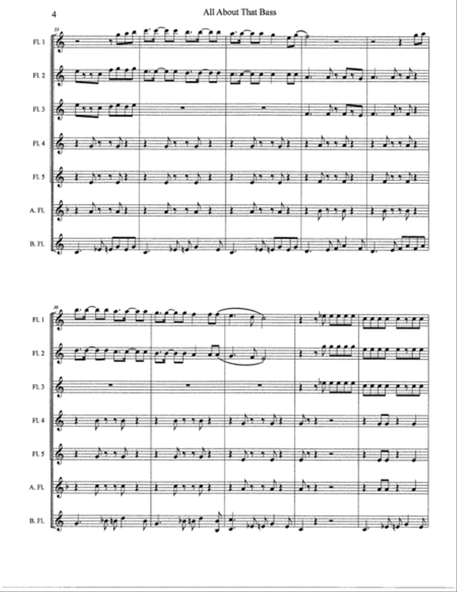 All About That Bass Woodwind Ensemble scores gallery preview page 4