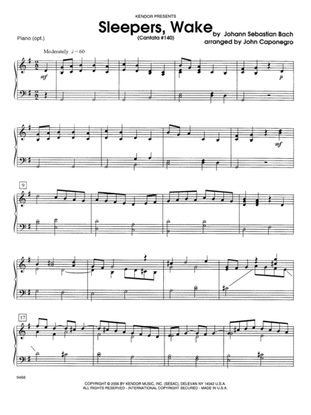 Sleepers, Wake (Cantata #140) - Piano (optional)