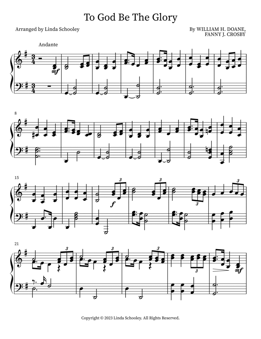 To God Be The Glory Piano Solo scores gallery preview page 1