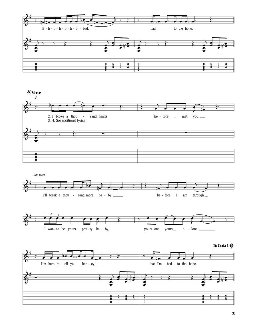Bad To The Bone Acoustic Guitar scores gallery preview page 3