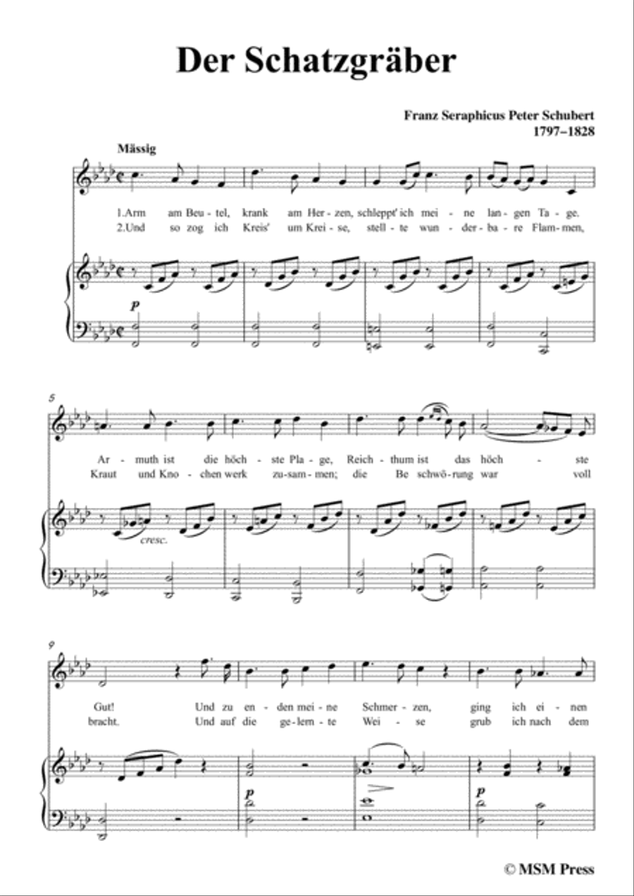 Schubert-Der Schatzgräber,in f minor,for voice and piano Voice Solo scores gallery preview page 3