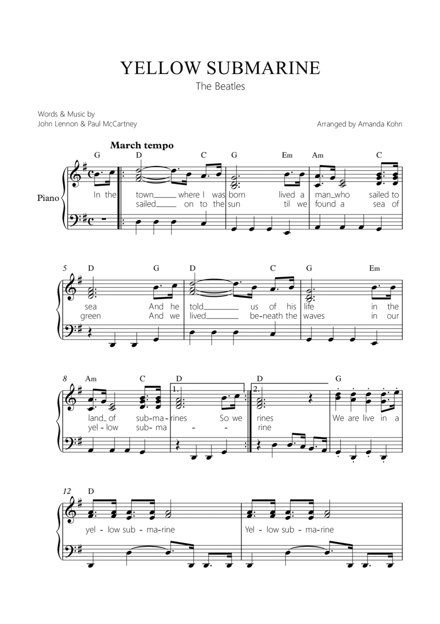 Yellow Submarine Small Ensemble scores gallery preview page 1