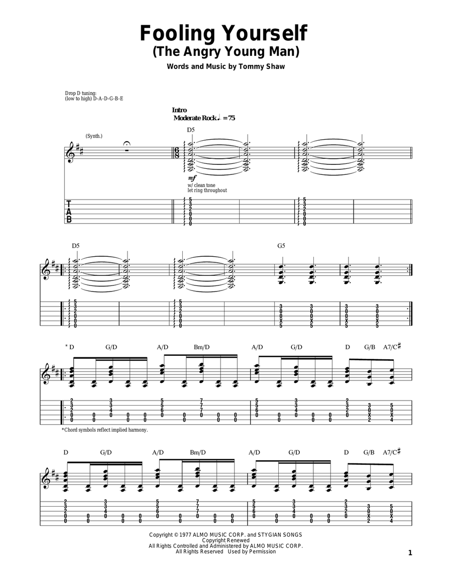 Fooling Yourself (The Angry Young Man) Acoustic Guitar scores gallery preview page 1