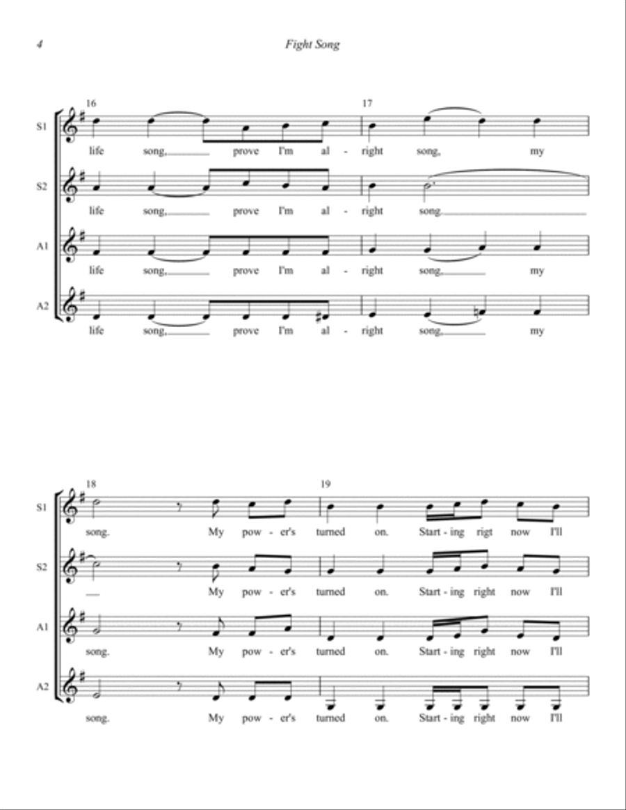 Fight Song (arr. Wayne Grimmer) SSAA scores gallery preview page 4