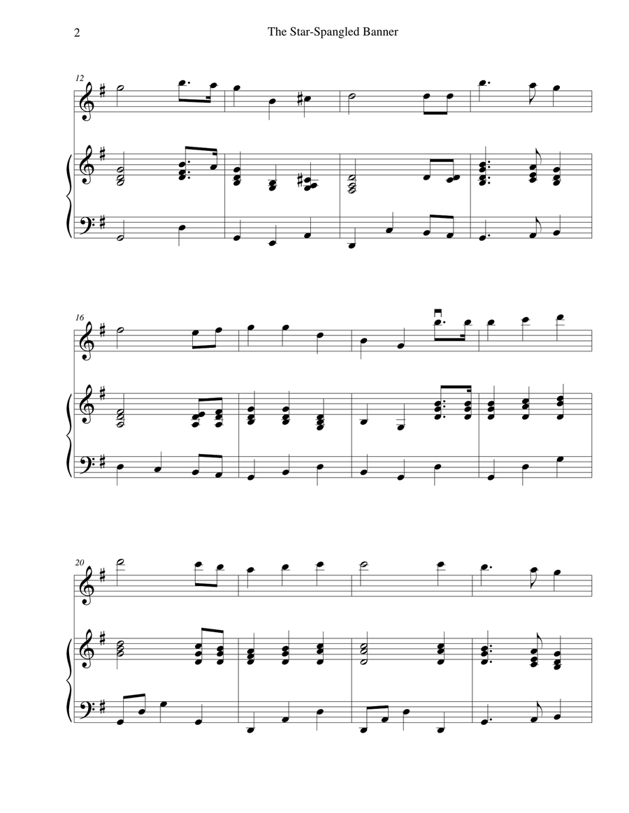 The Star-Spangled Banner - for violin and piano The Star-Spangled Banner - for violin and piano Violin Solo scores gallery preview page 2