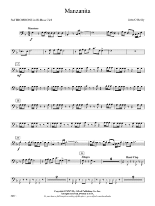 Manzanita: (wp) 3rd B-flat Trombone B.C.