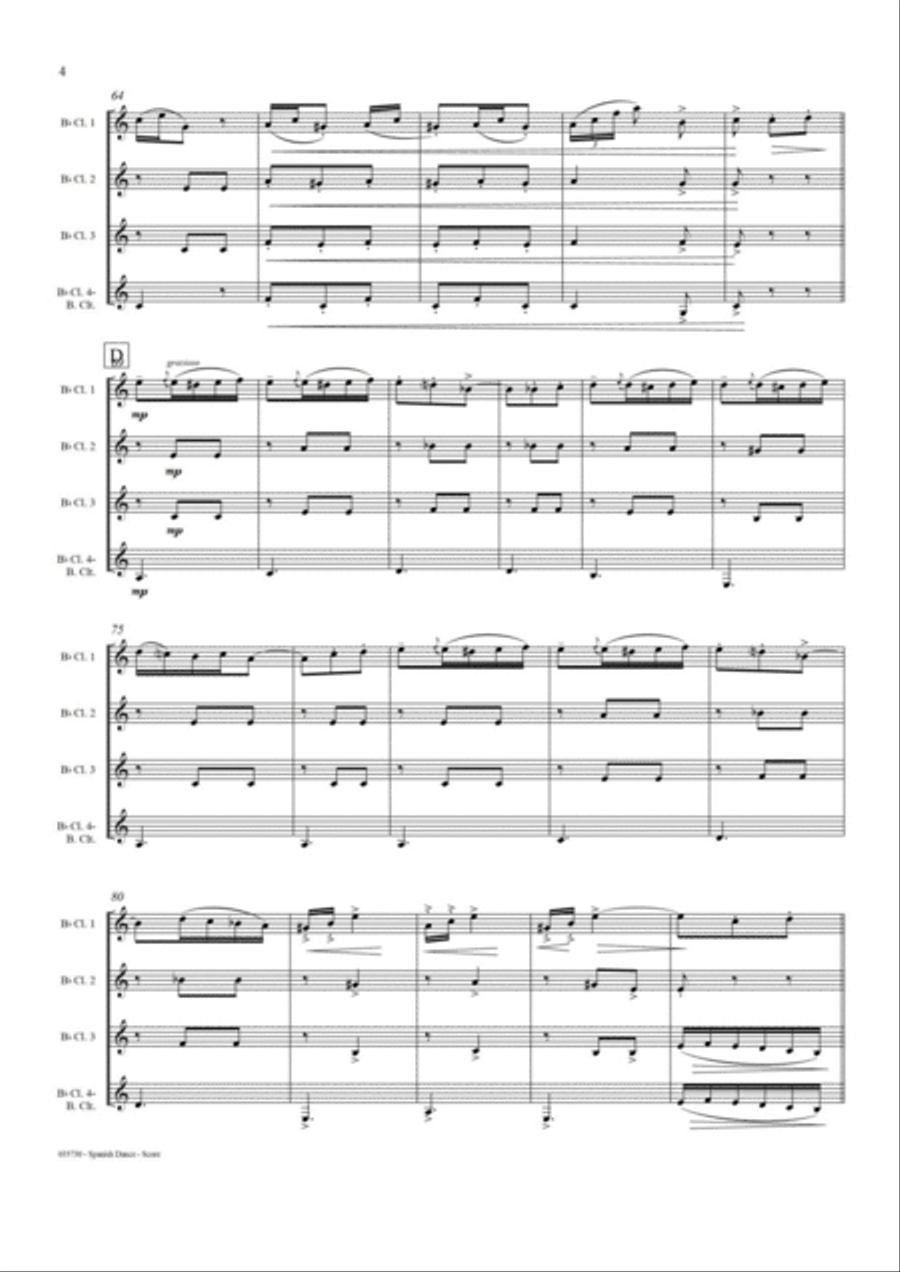 SPANISH DANCE OP 12, NO1 – CLARINET QUARTET Clarinet Quartet scores gallery preview page 5
