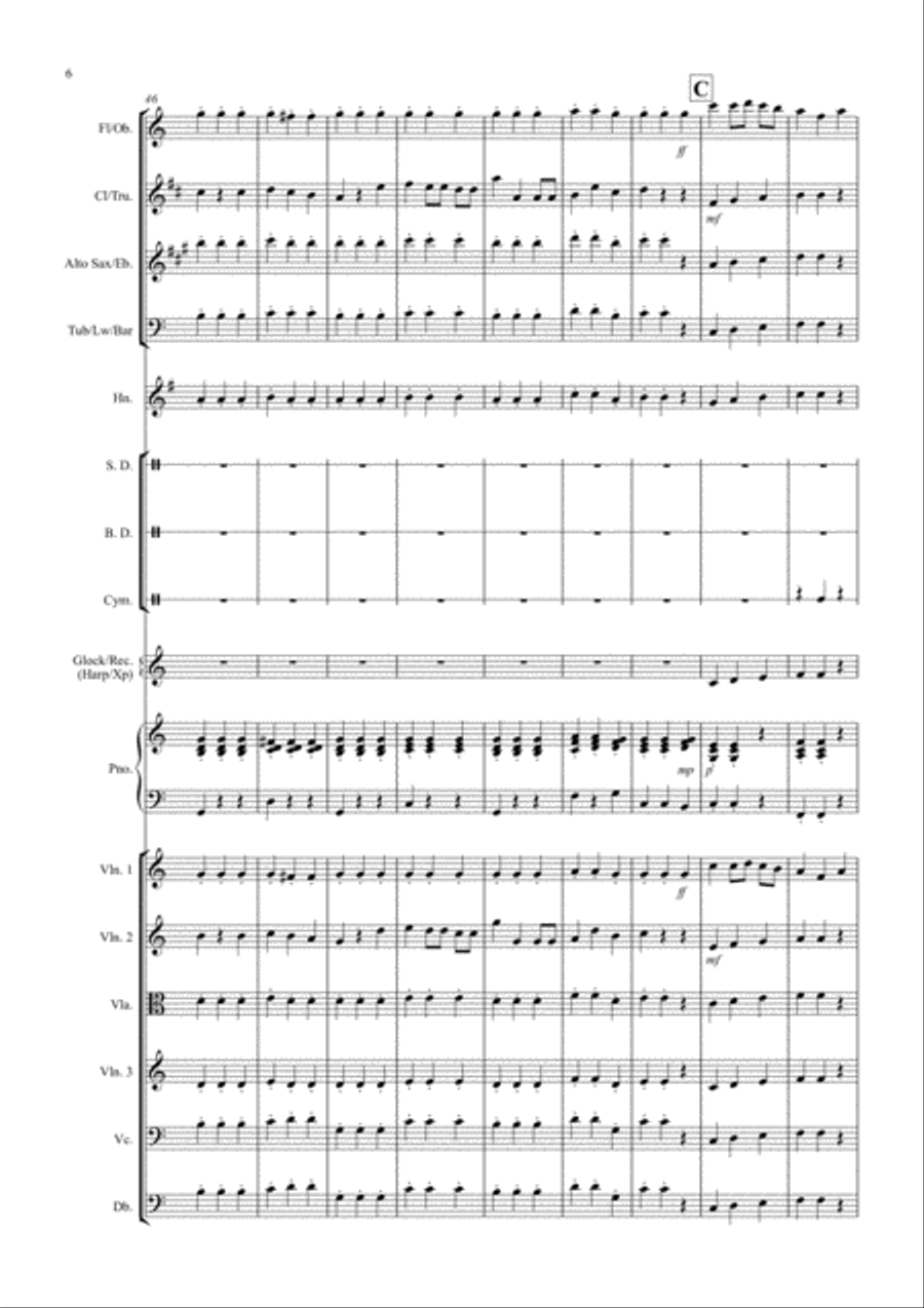 We Wish you a Merry Christmas for Flexible School Ensemble/Orchestra Large Ensemble scores gallery preview page 6