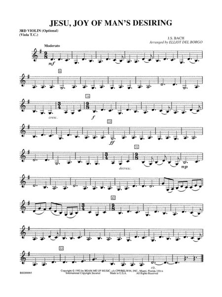 Jesu, Joy of Man's Desiring: 3rd Violin (Viola [TC])